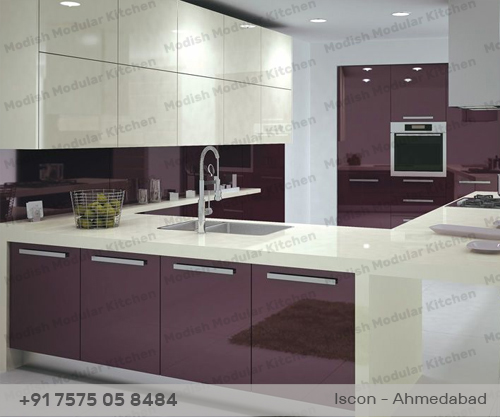 glossy modular kitchen design manufacturer in ahmedabad