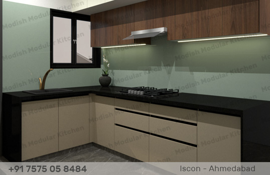 Lacquered Modular Kitchen In SG Highway