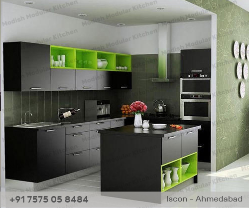 matte finish modular kitchen design in ahmedabad