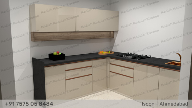 straight modular kitchen design in Naranpura